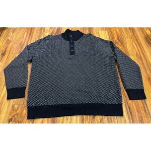 UNTUCKit Men’s Sorensen Cross Stitch Henley Sweater 100% Merino Wool Size L